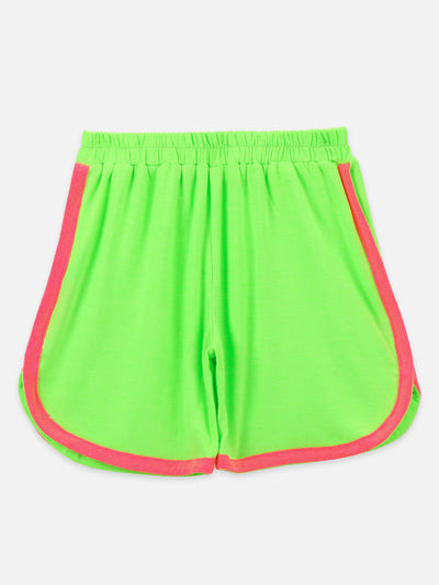 Floral two tops with Neon Green Shorts and Neon Pink Legging