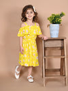 Bright Yellow Off Shoulder Flared Dress