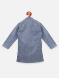 Lilpicks Angrakha Style Grey Full sleeve kurta pajama set