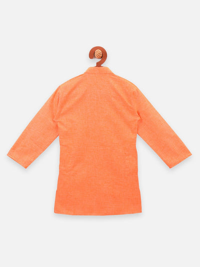 Lilpicks Angrakha Style Orange Full sleeve kurta pajama set