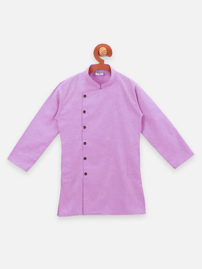 Lilpicks Angrakha Style Purple Full sleeve kurta pajama set