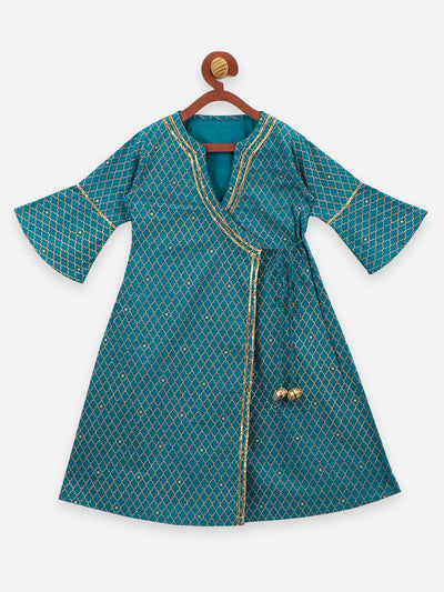 Lilpicks Angrakha Style Bell sleeve kurta with palazzo set
