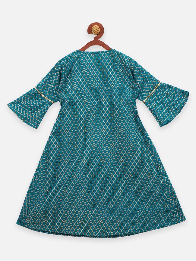 Lilpicks Angrakha Style Bell sleeve kurta with palazzo set