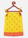 Lilpicks strappy embroidery choli pom pom with lehenga style skirt set