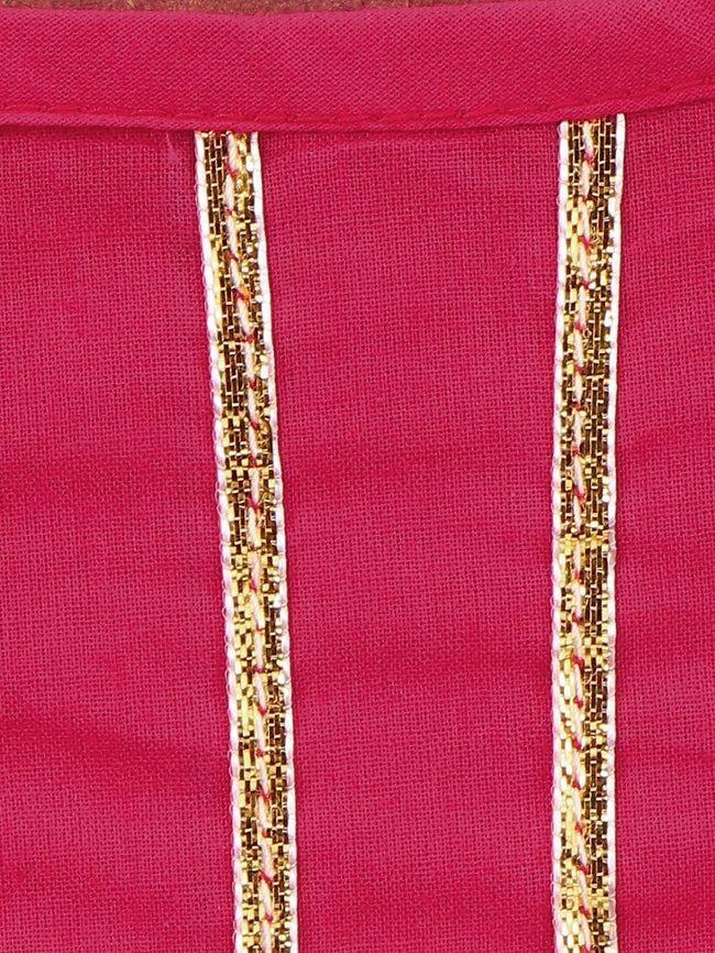 Lilpicks Magenta Bell Sleeves Gota Kurta with Sharara Set