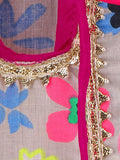 8 Multi Colour floral printed Gota pom pom kurti with sharara set