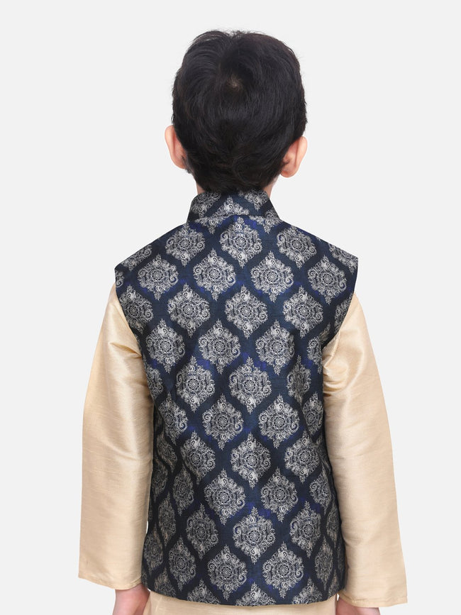 Blue Motif Digital Print Nehru Jacket