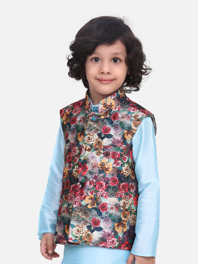 5 Bright Rose Digital Print Nehru Jacket