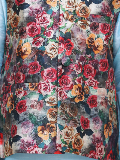 5 Bright Rose Digital Print Nehru Jacket