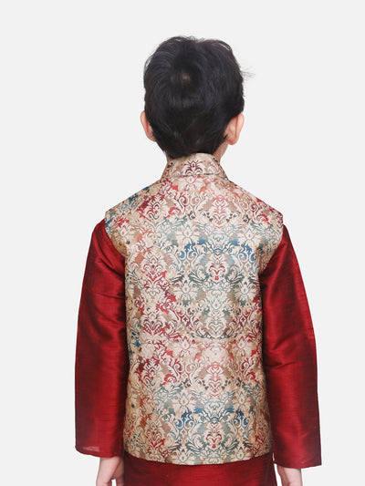 Golden Beige Designer Digital Print Nehru Jacket