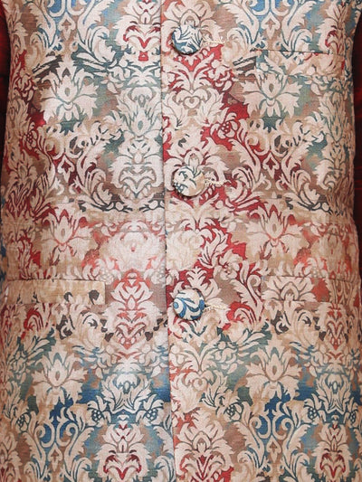 Golden Beige Designer Digital Print Nehru Jacket