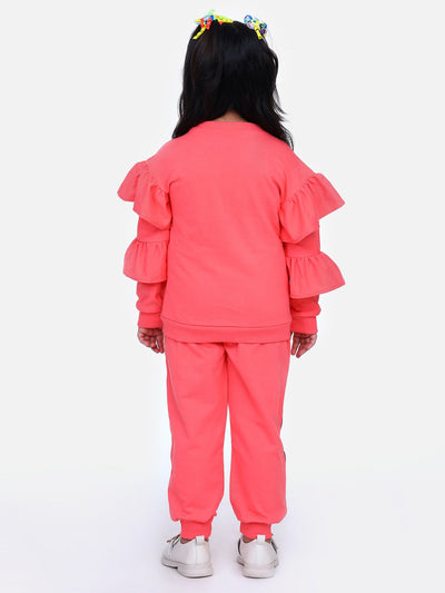 Coral French Terry Full Sleeve doll SweatShirt With Jogger