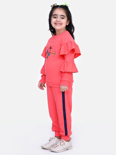 Coral French Terry Full Sleeve doll SweatShirt With Jogger