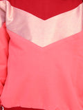 Coral French Terry Colourblock Full Sleeve SweatShirt