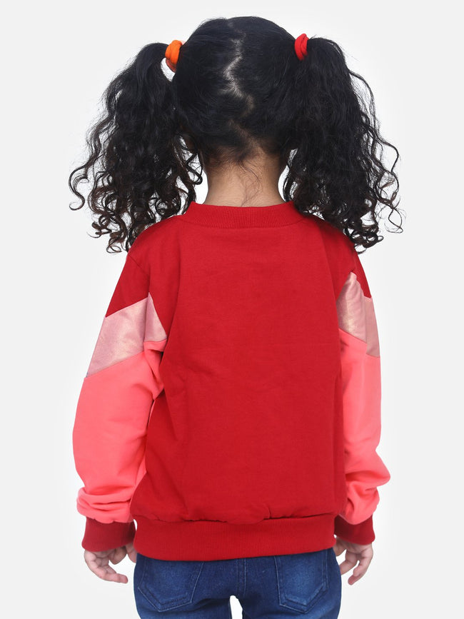 Coral French Terry Colourblock Full Sleeve SweatShirt