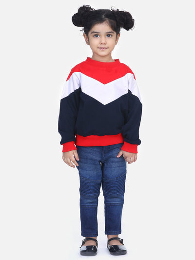Navy French Terry Colourblock Full Sleeve SweatShirt
