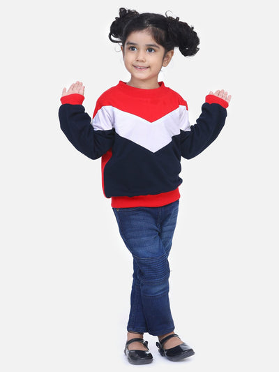 Navy French Terry Colourblock Full Sleeve SweatShirt