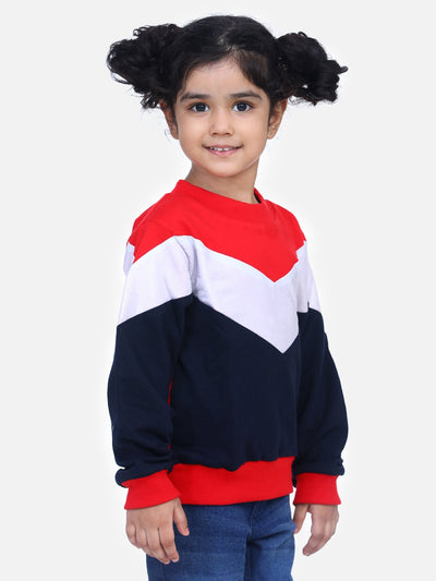 Navy French Terry Colourblock Full Sleeve SweatShirt