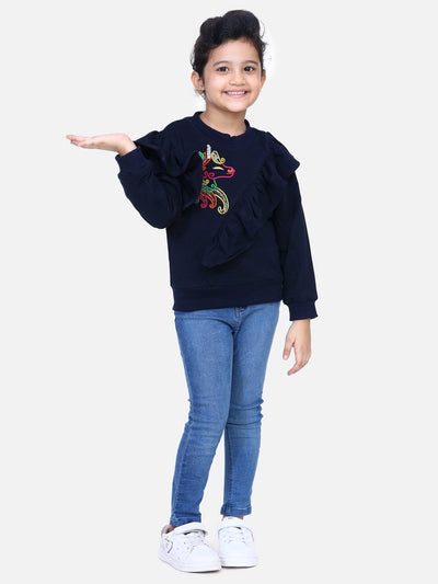 Navy French Terry Full Sleeve Unicorn SweatShirt