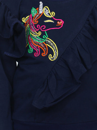 Navy French Terry Full Sleeve Unicorn SweatShirt