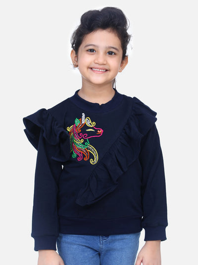 Navy French Terry Full Sleeve Unicorn SweatShirt