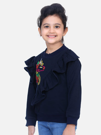 Navy French Terry Full Sleeve Unicorn SweatShirt