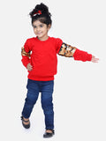 Red French Terry Full Sleeve Sequin SweatShirt