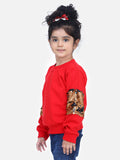 Red French Terry Full Sleeve Sequin SweatShirt
