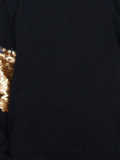 Black French Terry Full Sleeve Sequin SweatShirt