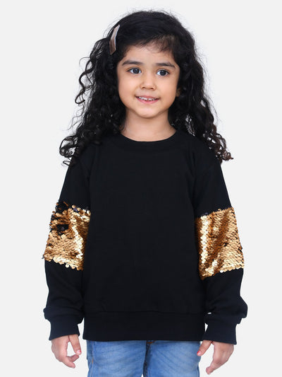 Black French Terry Full Sleeve Sequin SweatShirt