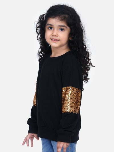 Black French Terry Full Sleeve Sequin SweatShirt