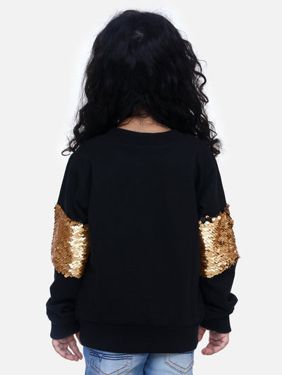 Black French Terry Full Sleeve Sequin SweatShirt