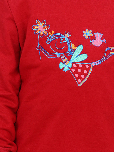 Maroon French Terry Full Sleeve Doll SweatShirt