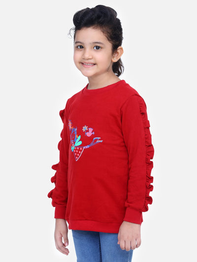 Maroon French Terry Full Sleeve Doll SweatShirt