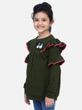 Olive Green French Terry Full Sleeve Funky SweatShirt