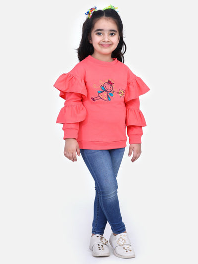 Coral French Terry Full Sleeve Doll SweatShirt