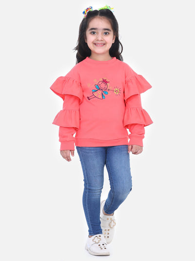 Coral French Terry Full Sleeve Doll SweatShirt