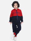 Maroon Colorblock French Terry Full Sleeve SweatShirt With Jogger