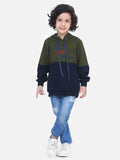 Green ColorBlock French Terry Full Sleeve SweatShirt