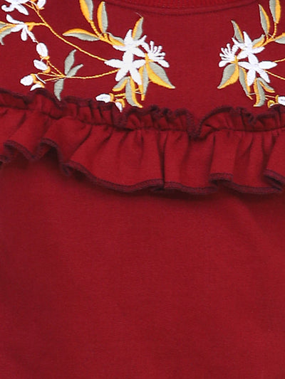 Brown Bell Sleeves embroidery Full Sleeve SweatShirt