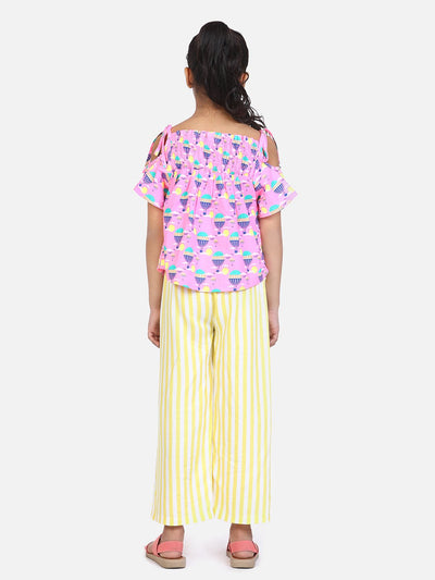 lilpicks Balloon Print Pink Yellow Clothing set