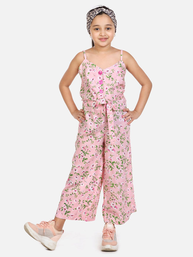 lilpicks Floral Pink Culotte Jumpsuit
