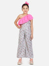 lilpicks Grey Bird Print Full Jumpsuit