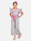 lilpicks Grey Teddy Print Frilled Full Jumpsuit