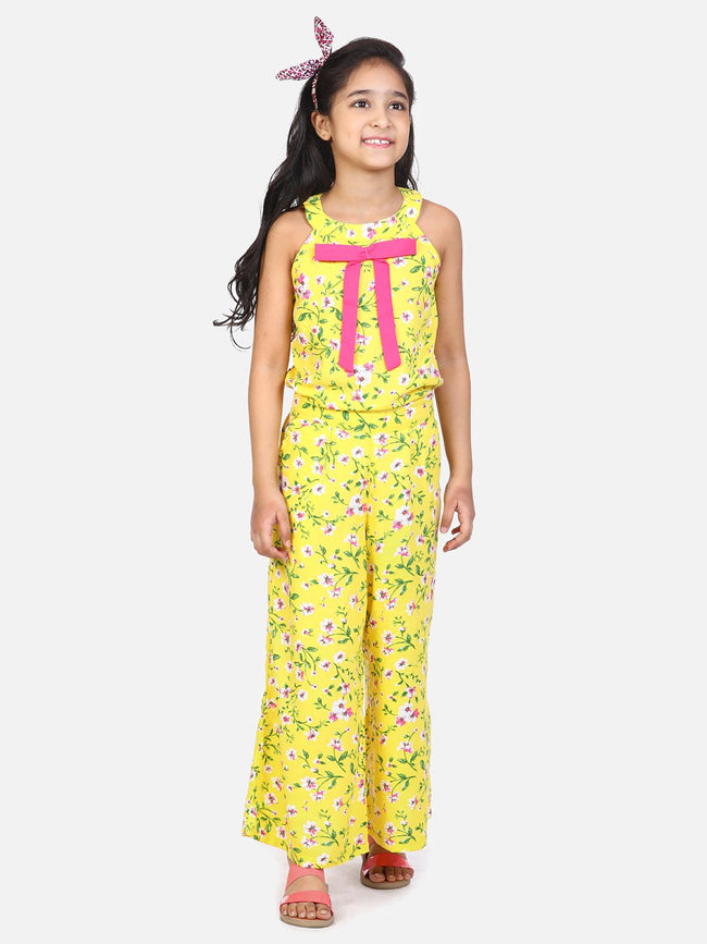 lilpicks Bright Yellow Floral bell Jumpsuit