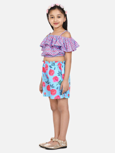 lilpicks Purple Blue Fashionable Shorts Set