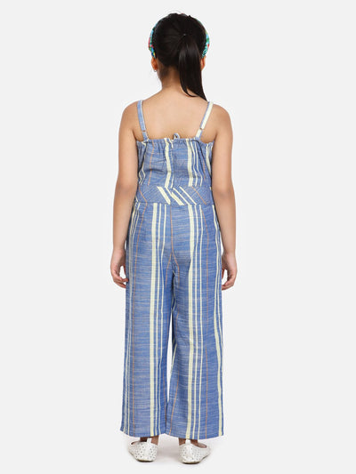 lilpicks Organic Cotton Weaved Blue Full Jumpsuit