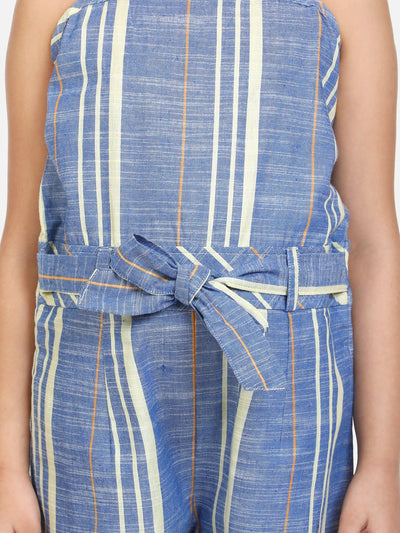 lilpicks Organic Cotton Weaved Blue Full Jumpsuit