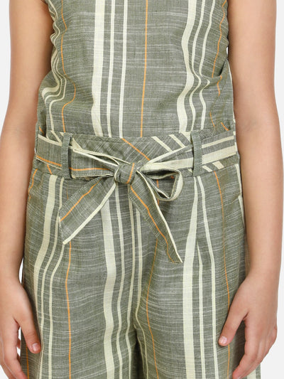 lilpicks Organic Cotton Weaved Green Full Jumpsuit