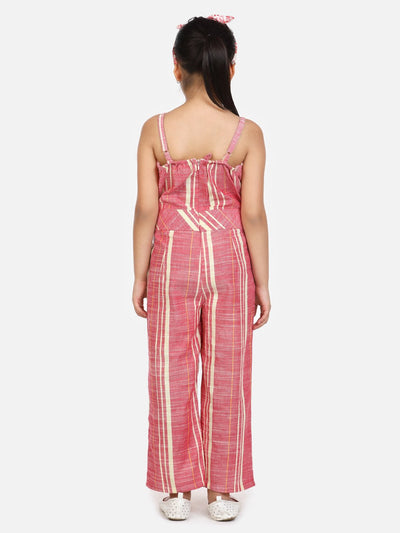 lilpicks Organic Cotton Weaved Maroon Full Jumpsuit